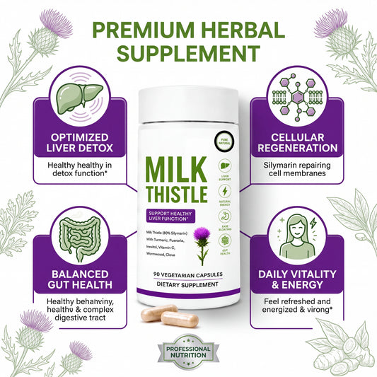 Milk thistle silymarin liver support – 80% Silymarin Herbal Blend, 90 Veggie Capsules