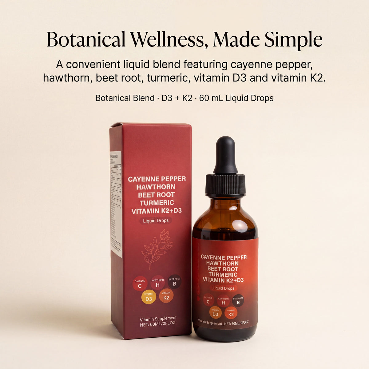 Cayenne hawthorn beet root drops – product detail, 60 mL