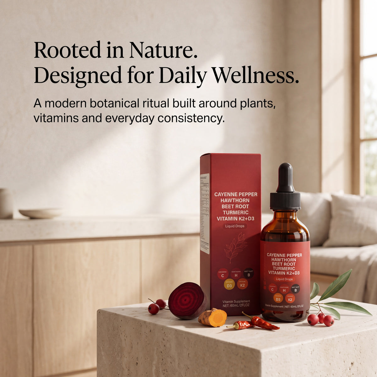 Cayenne hawthorn beet root drops – liquid supplement detail