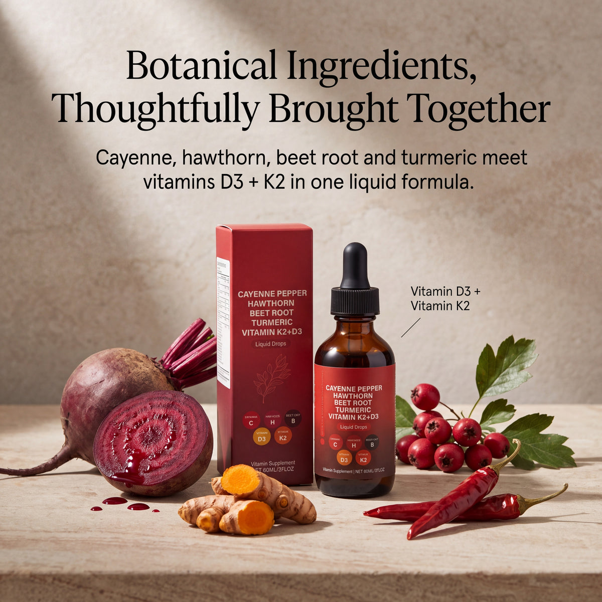 Cayenne hawthorn beet root drops – liquid supplement