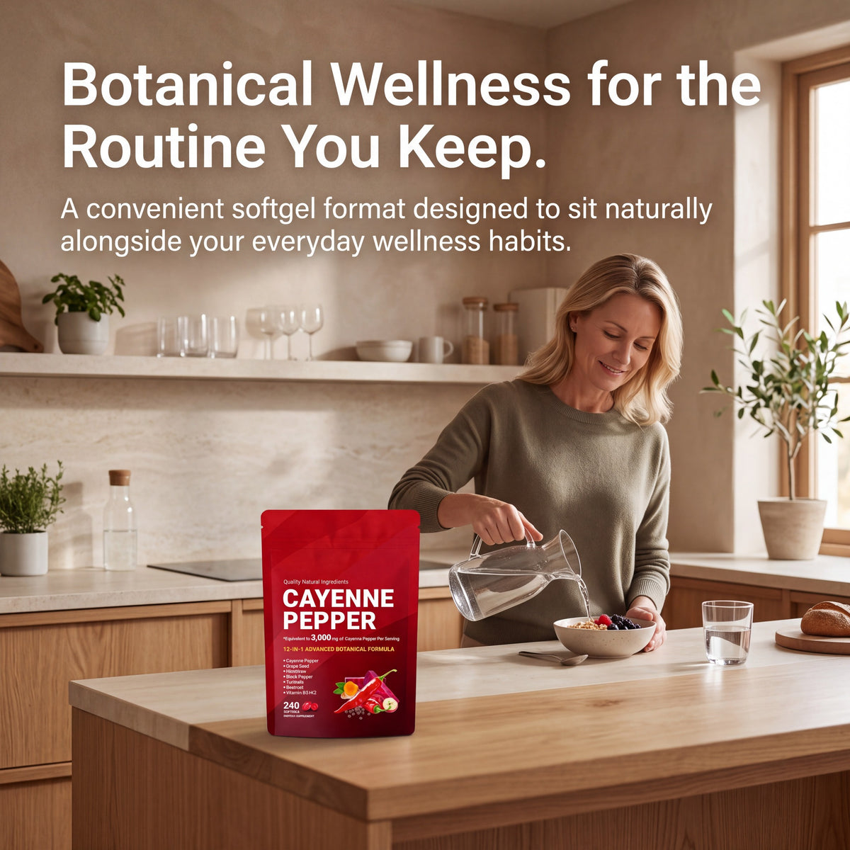 Cayenne Pepper softgels in an everyday wellness routine
