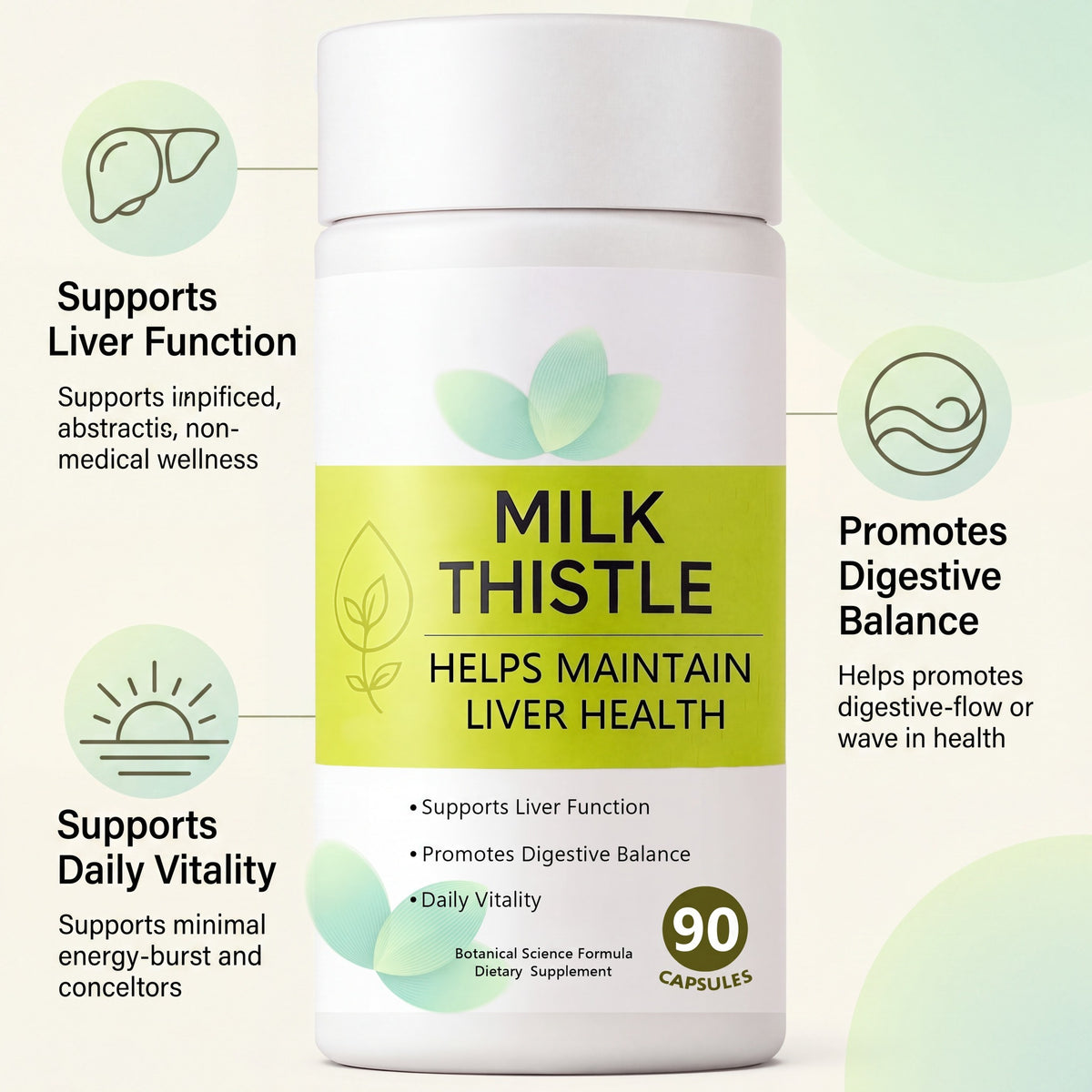 Milk Thistle Liver Support bottle and botanical product overview