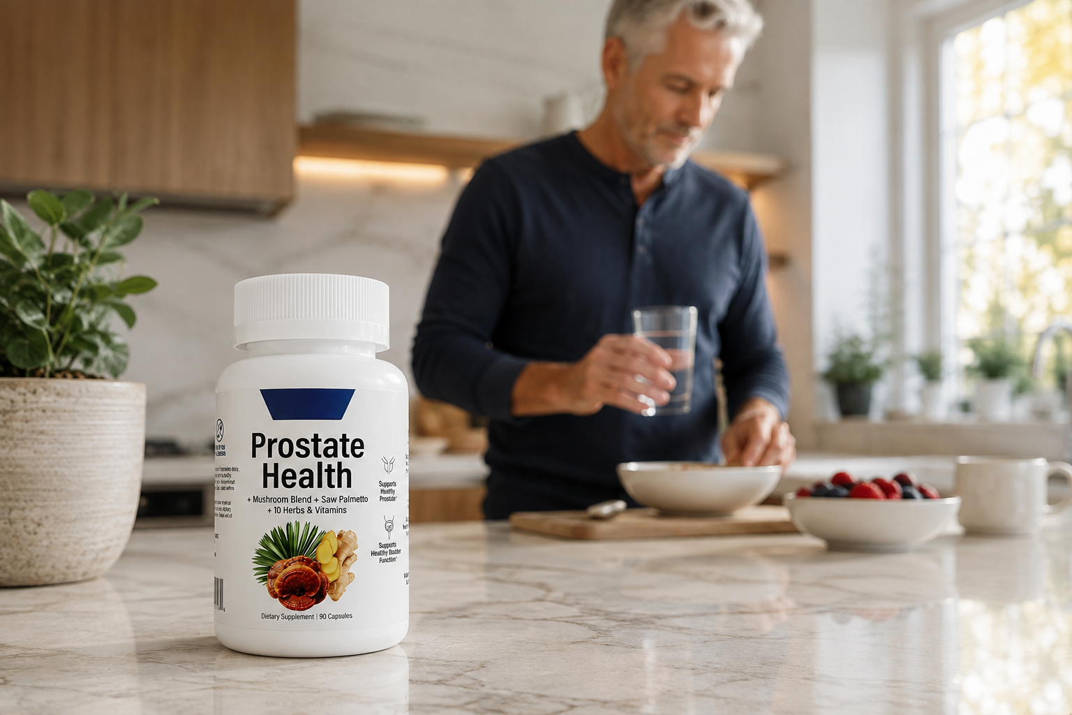 Prostate Health 90 Capsules in a bright morning wellness routine