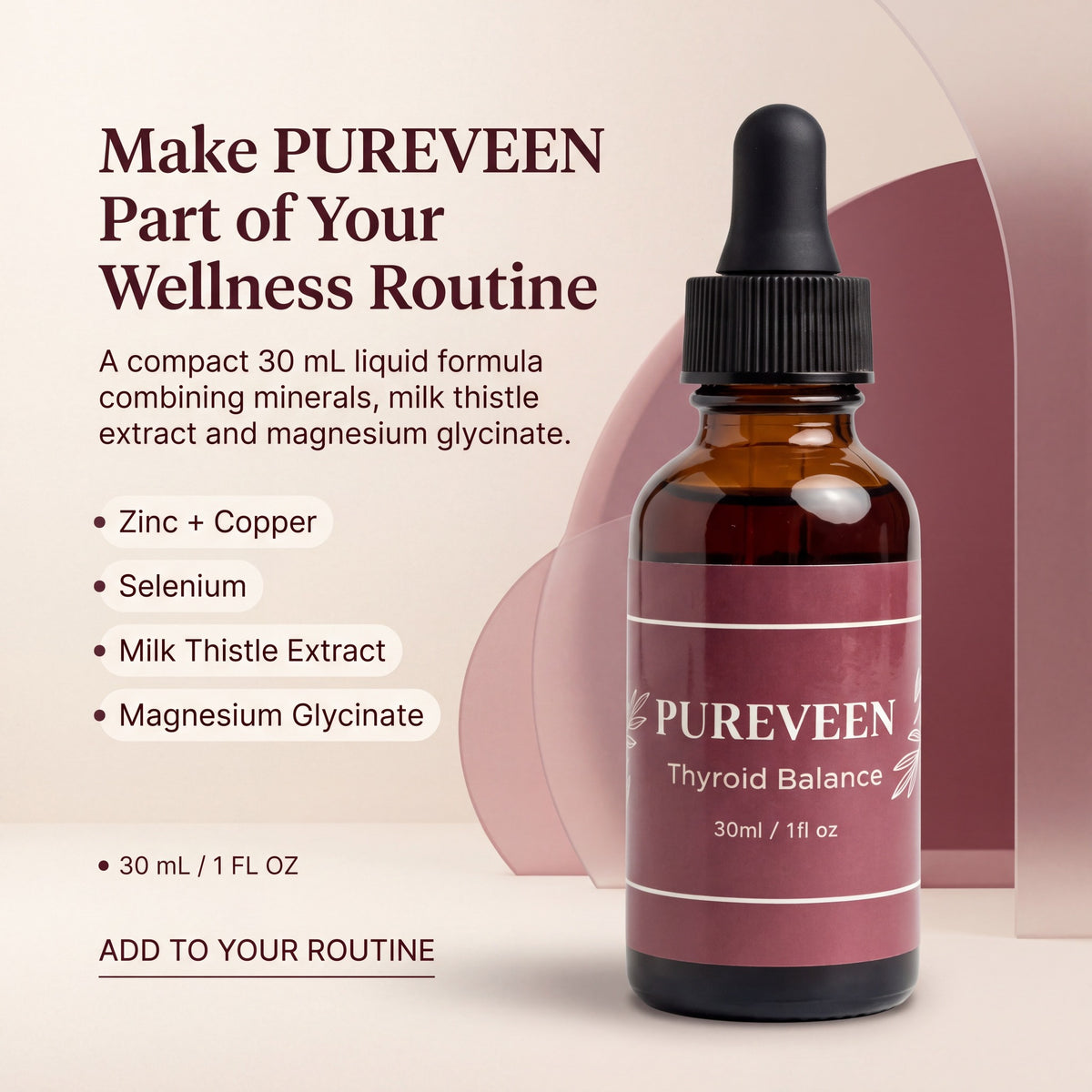 Pureveen Thyroid Balance 30 mL liquid supplement bottle