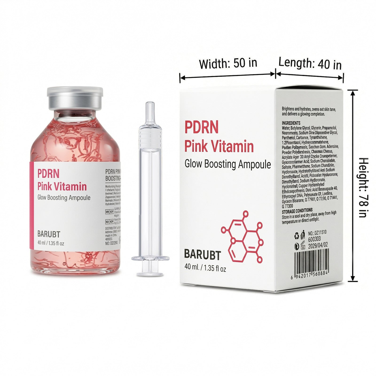 PDRN Pink Vitamin Glow Boosting Ampoule – 40 mL Facial Serum – product image 3